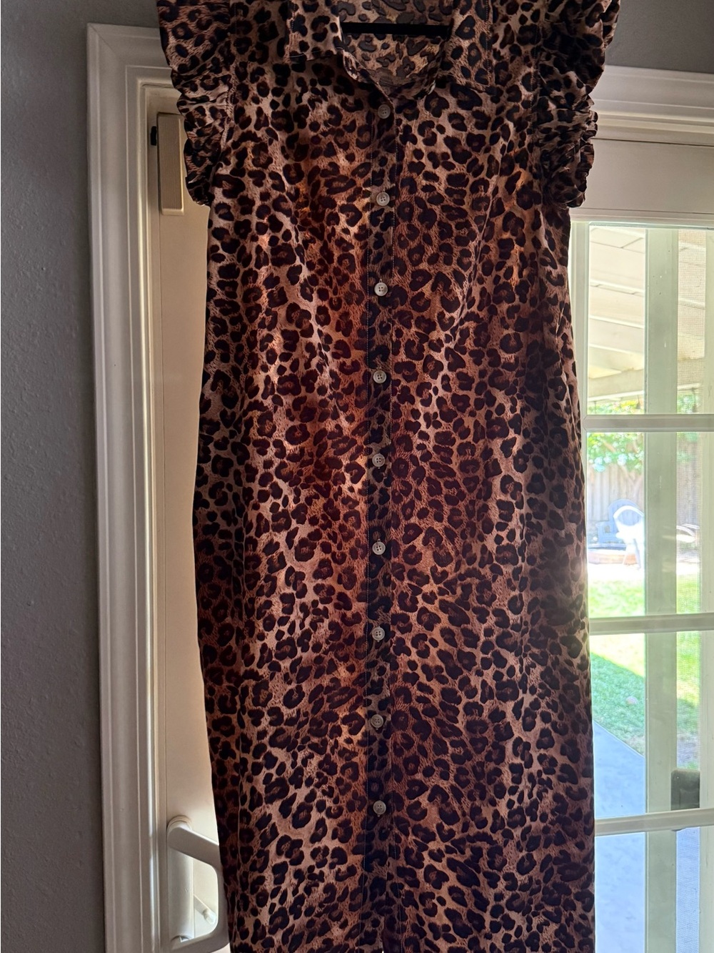JODIFL Leopard Print Button-Front Dress in Brown and Black